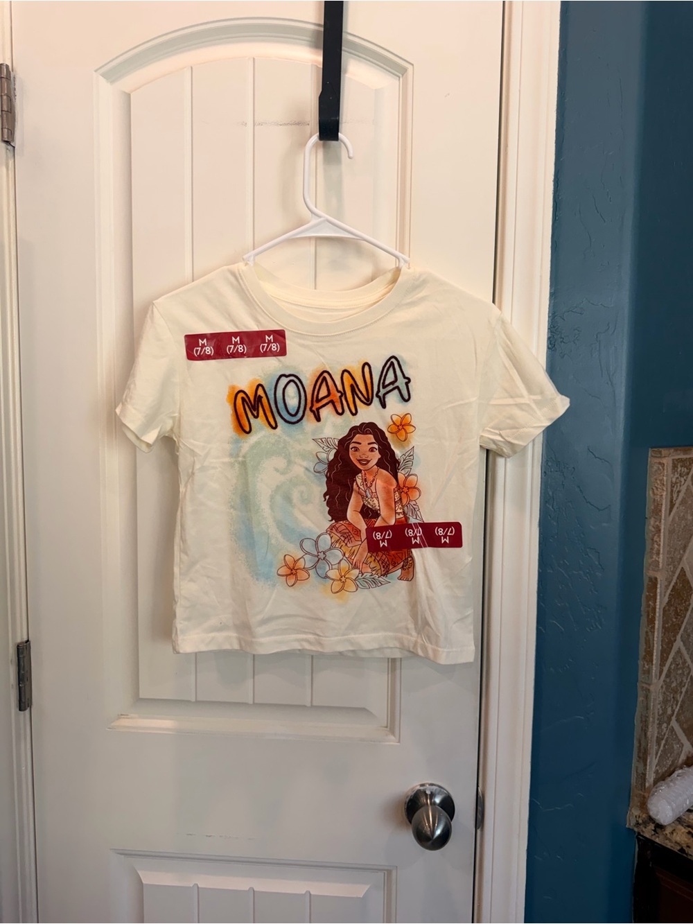 Disney Moana Girls T-Shirt Size M 7/8 White Graphic Tee NWT Short Sleeve